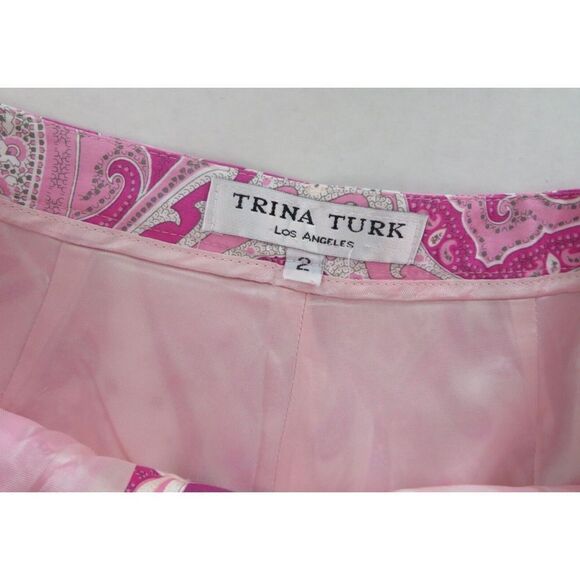 Trina Turk #139210 Women's Sz 2 Pink Paisley Print Cropped Capris - Picture 5 of 7
